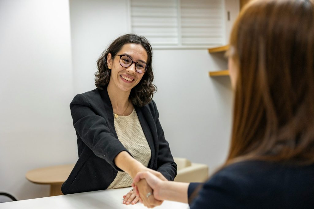 Handshake in professional setting