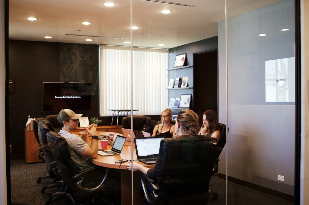 Team meeting in conference room